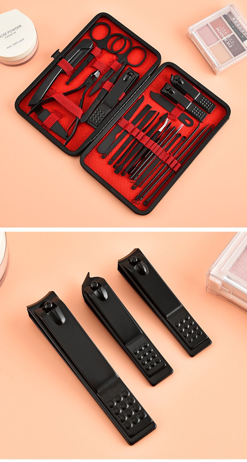 24-teiliges Nagelpflege-Set, schwarz, Premium-Qualität