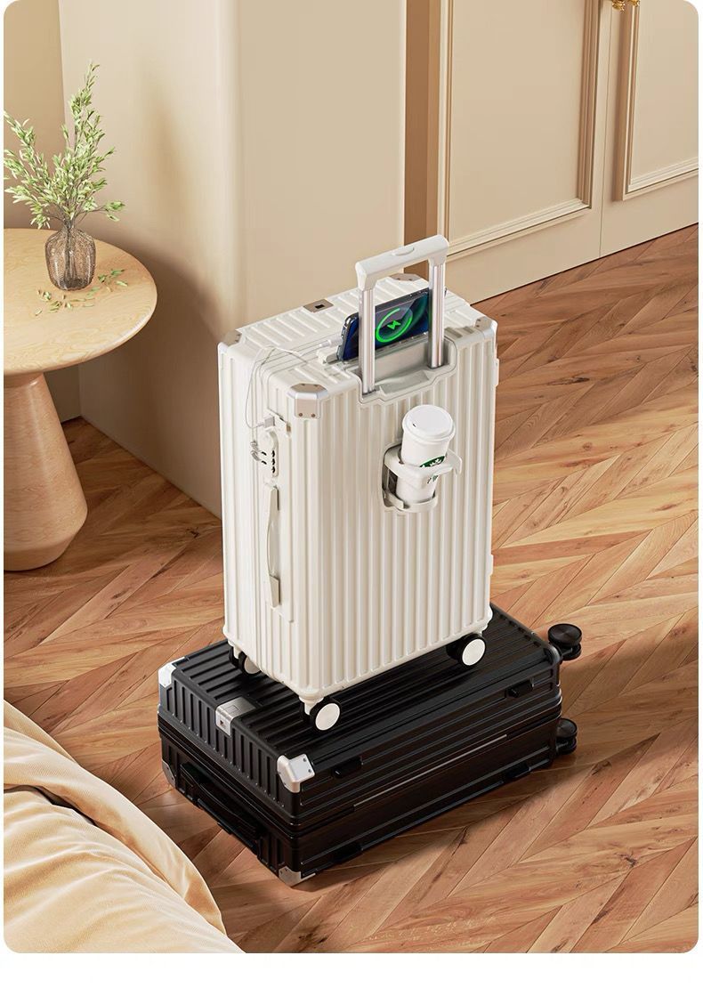 Women's suitcase, multifunctional, silent wheels, combination lock, rechargeable