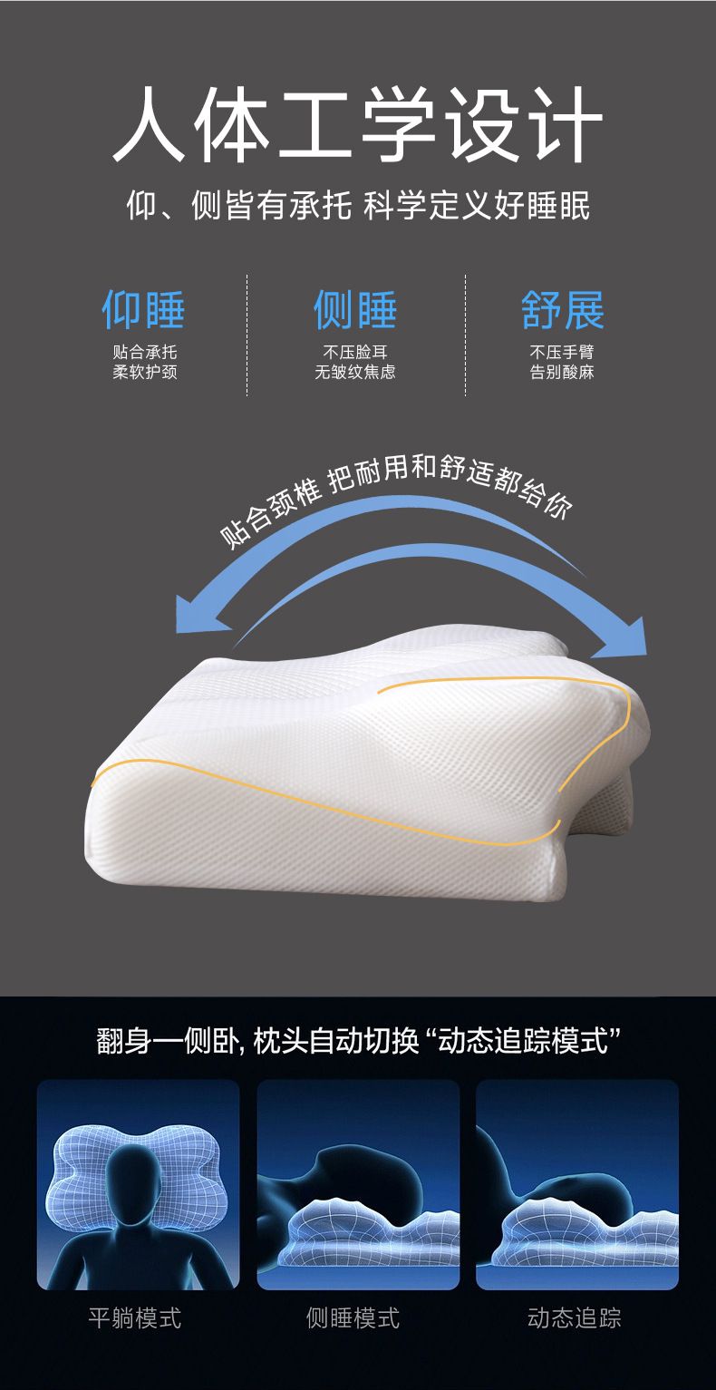 跨境爆款蝶形记忆棉枕头护颈椎慢回弹透气睡眠枕芯家用零压支撑枕