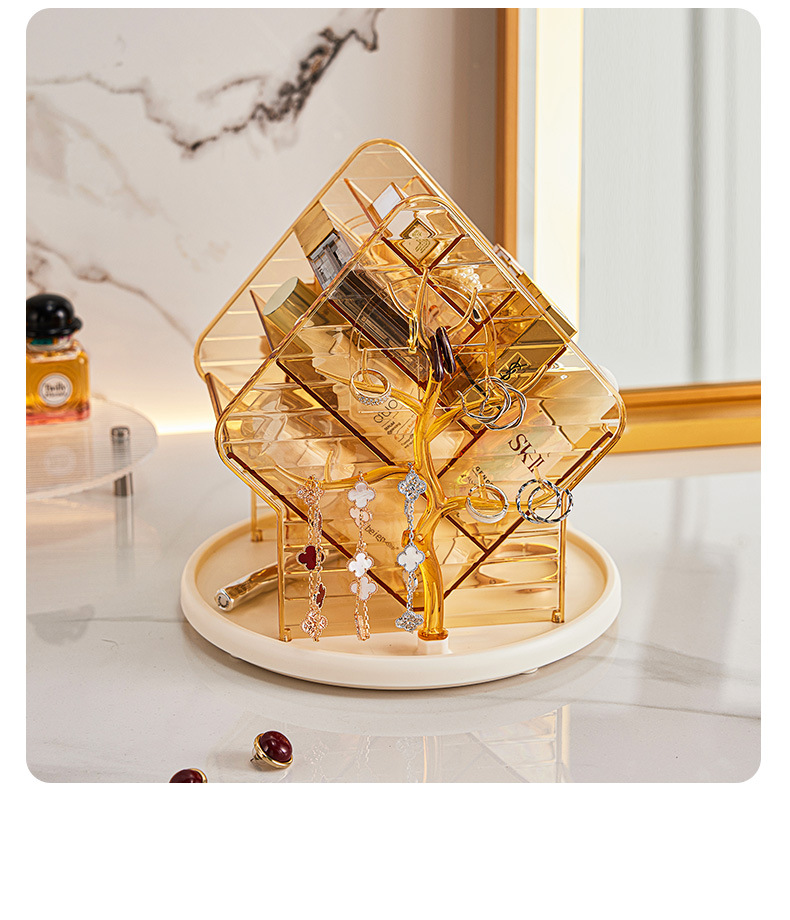 Rotating cosmetics organizer transparent luxury design