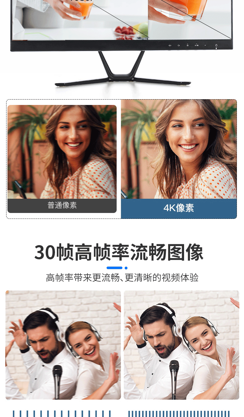 4K USB web camera for live streaming and video conferencing