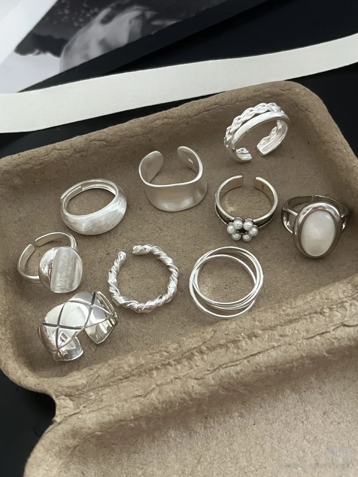春季新款素圈925纯银戒指女小众高级感设计简约轻奢ins风开口指环