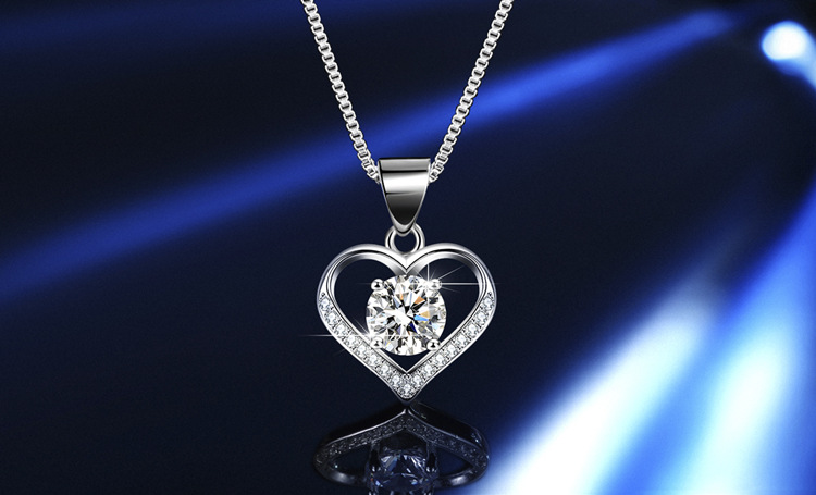 Moissanit-Anhänger-Halskette S925 Sterlingsilber rhodiniert