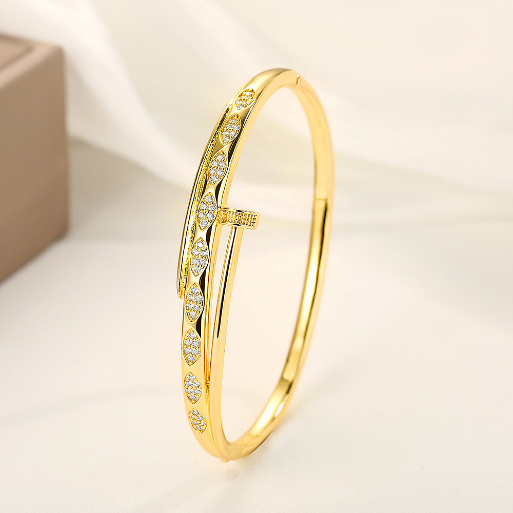 Wide round three-row crystal bracelet, metal snap clasp