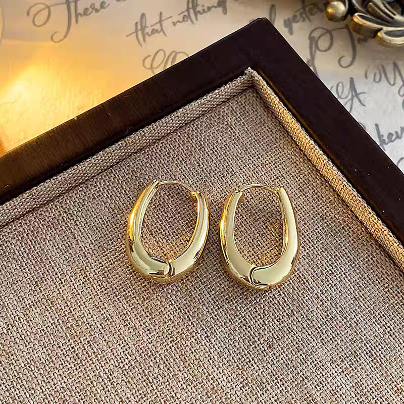 14K gold-plated geometric earrings, vintage style