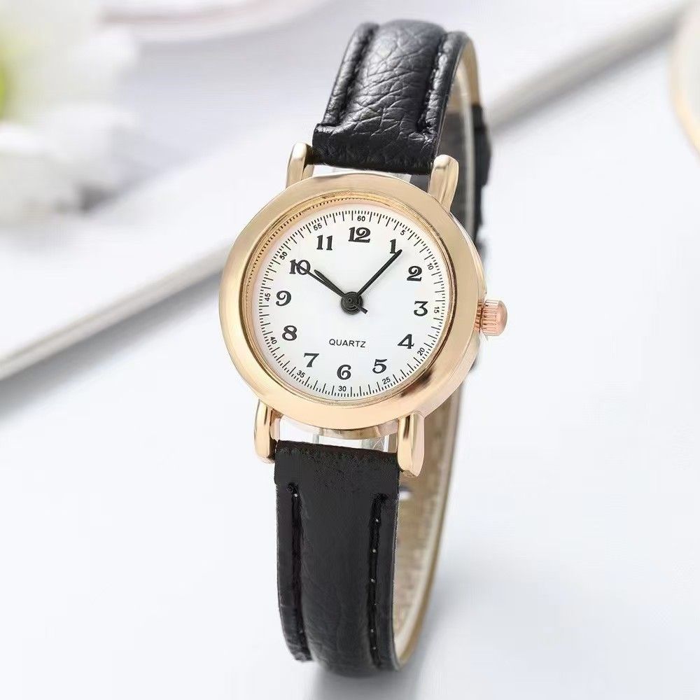 Damen-Armbanduhr, runder Zifferblatt, Quarz, kleine Größe