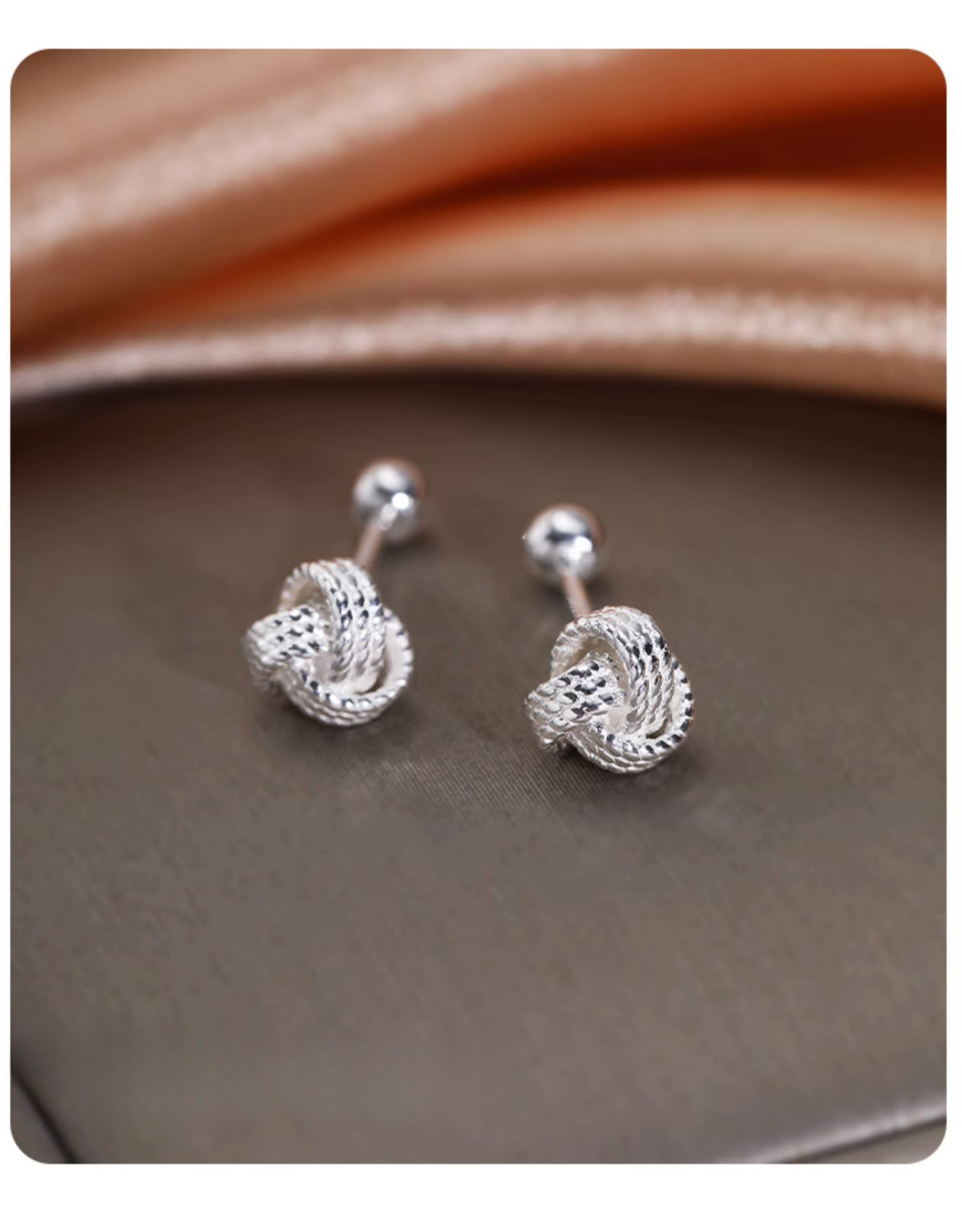 925er Silber Ruyi-Knoten-Ohrringe, einfaches Design