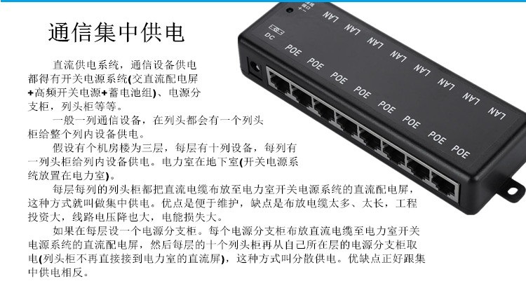 8 Port POE merkezi güç kaynağı modülü, 12-48V