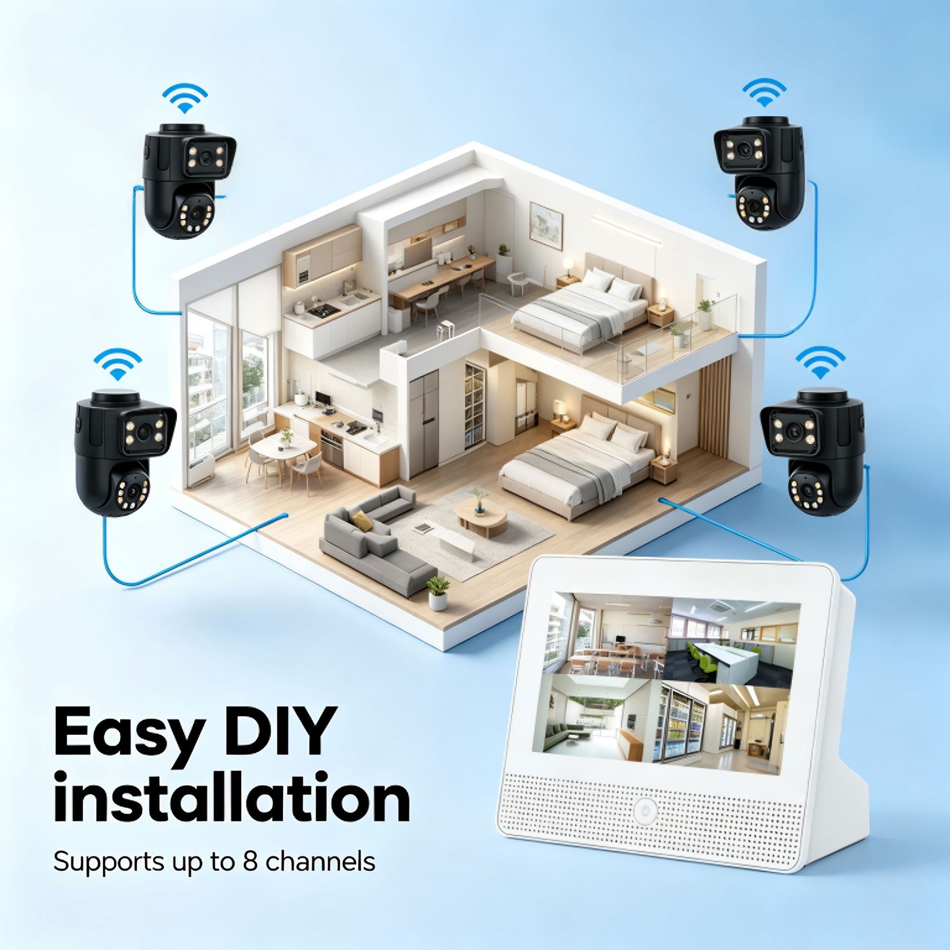 POE video recorder set 4K CCTV surveillance system, plug and play
