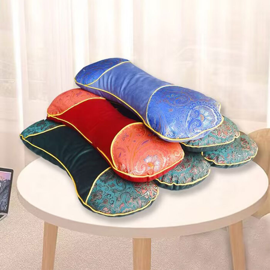 Multi-aromatic Chinese herbal medicine mugwort and buckwheat filled, adjustable temperature heating pad with electric heated bone pillow