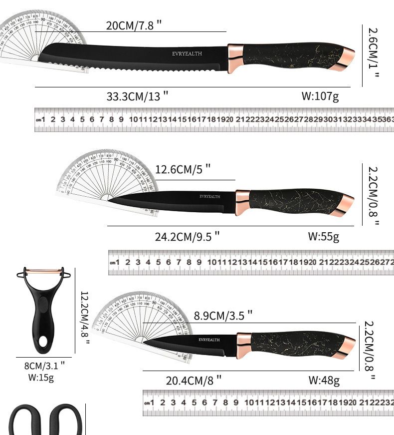 Küchenmesser-Set aus Edelstahl mit Messerblock