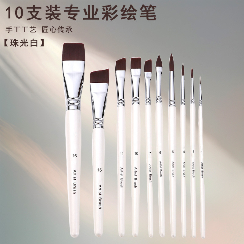 Face painting brush set, 17 pieces, flat and angled brushes