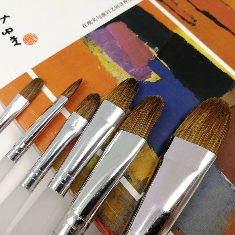 凡高水粉笔磨砂透明水晶杆水粉笔套装狼毫画笔水彩丙烯油画笔单支