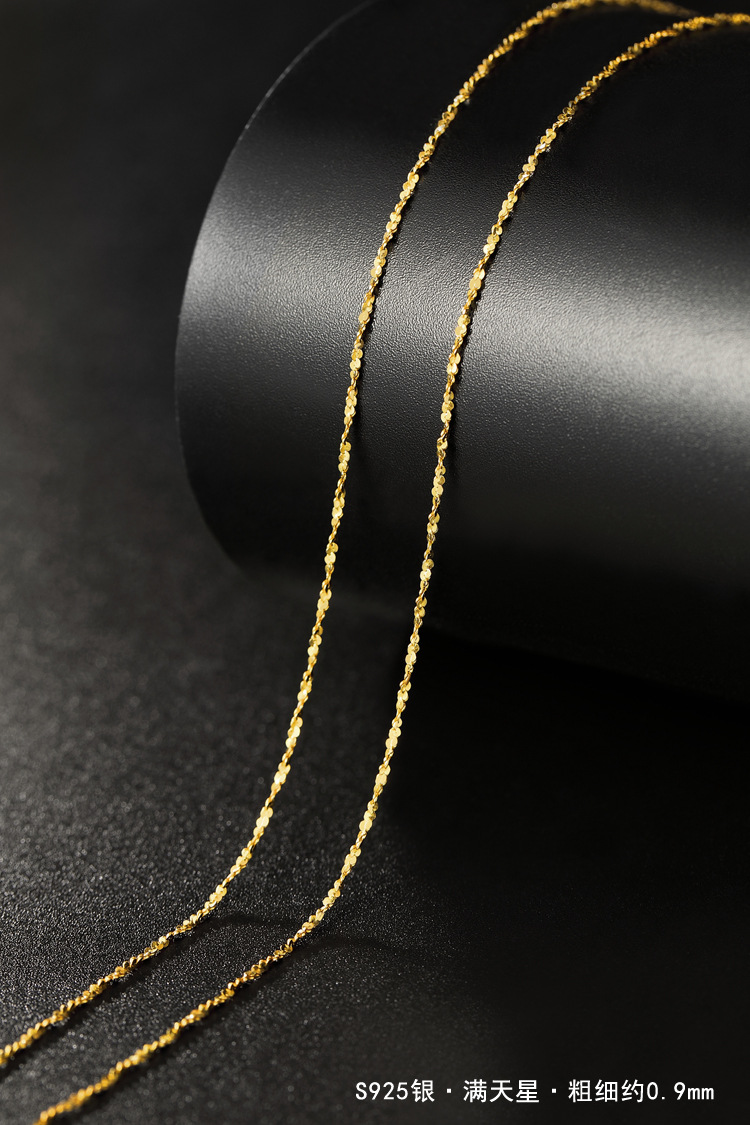 925 sterling silver necklace, thin chain, 18K gold plated