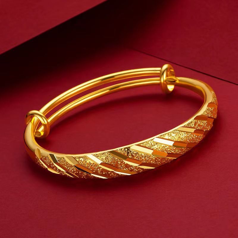 沙金饰品满天星手镯轻奢高级龙凤推拉手环仿真金镯子久不掉色手饰