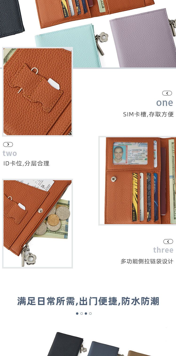 Genuine leather passport holder and wallet, multifunctional