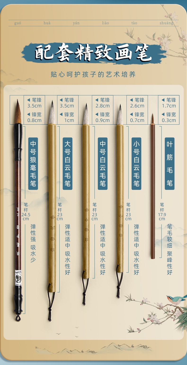 得力国画水彩颜料24色初学者大容量高级绘画用品水墨画工具套装