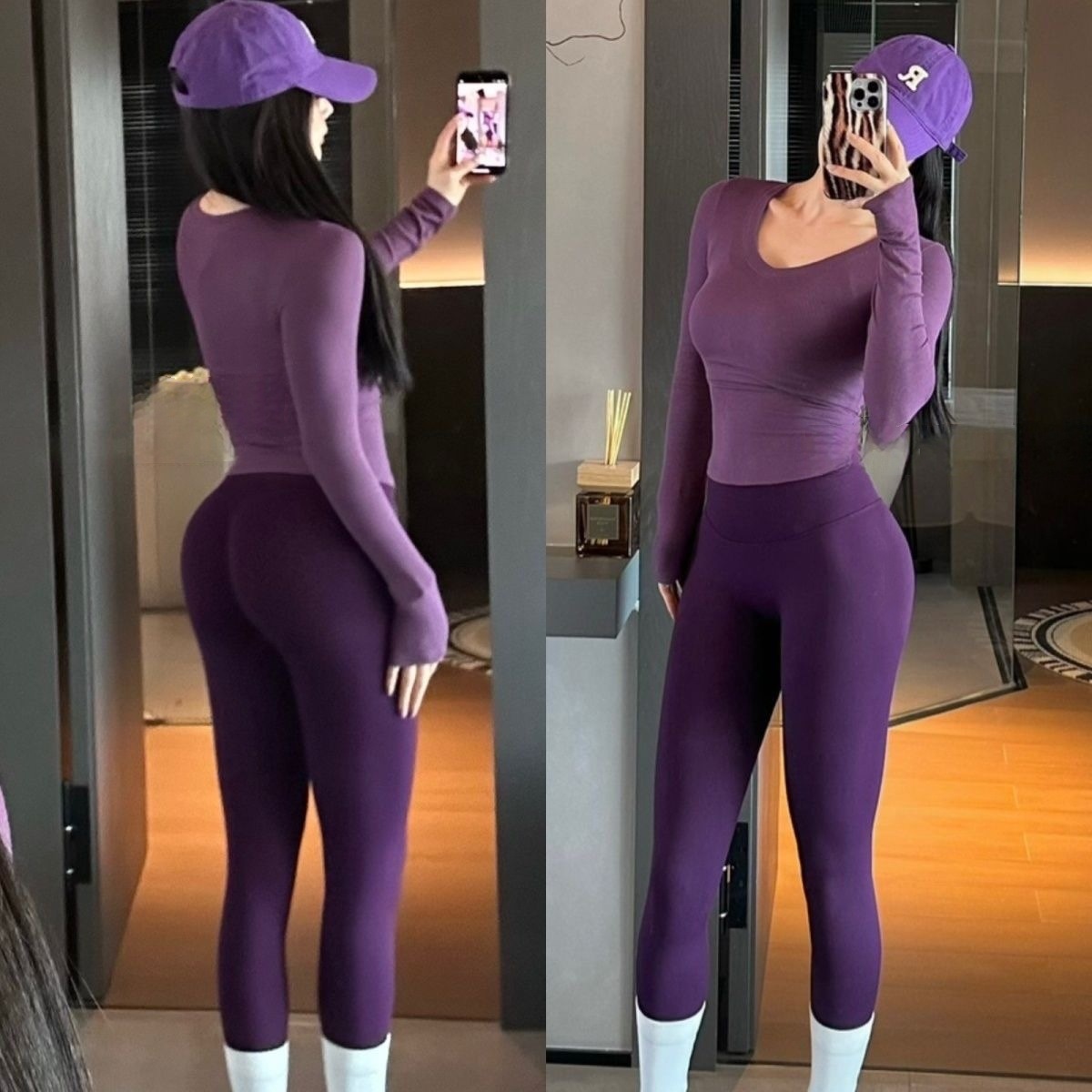 Dikişsiz yoga pantolonu 9/10 karın kontrolü yüksek bel