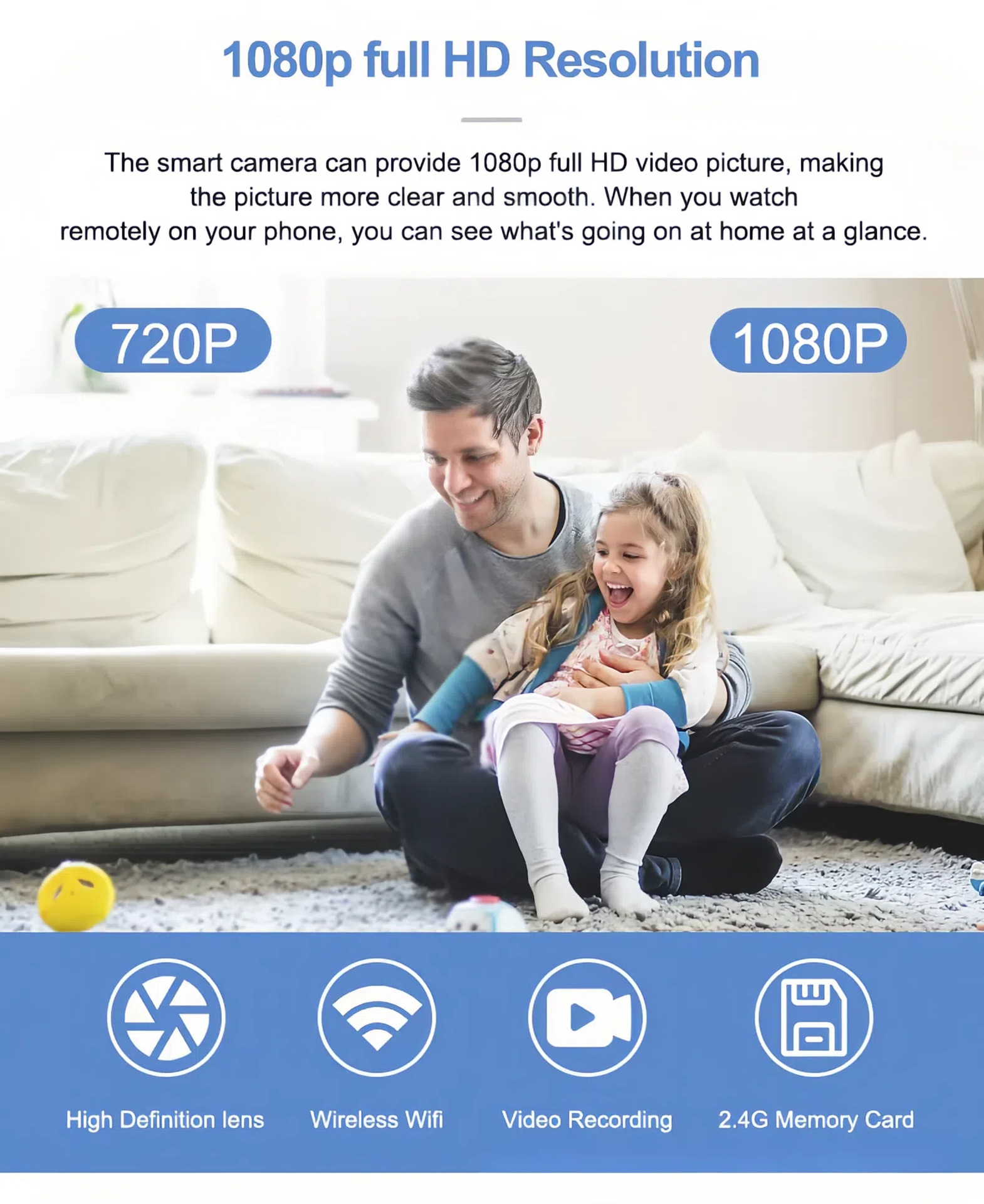 HD WIFI security camera with night vision, indoor use