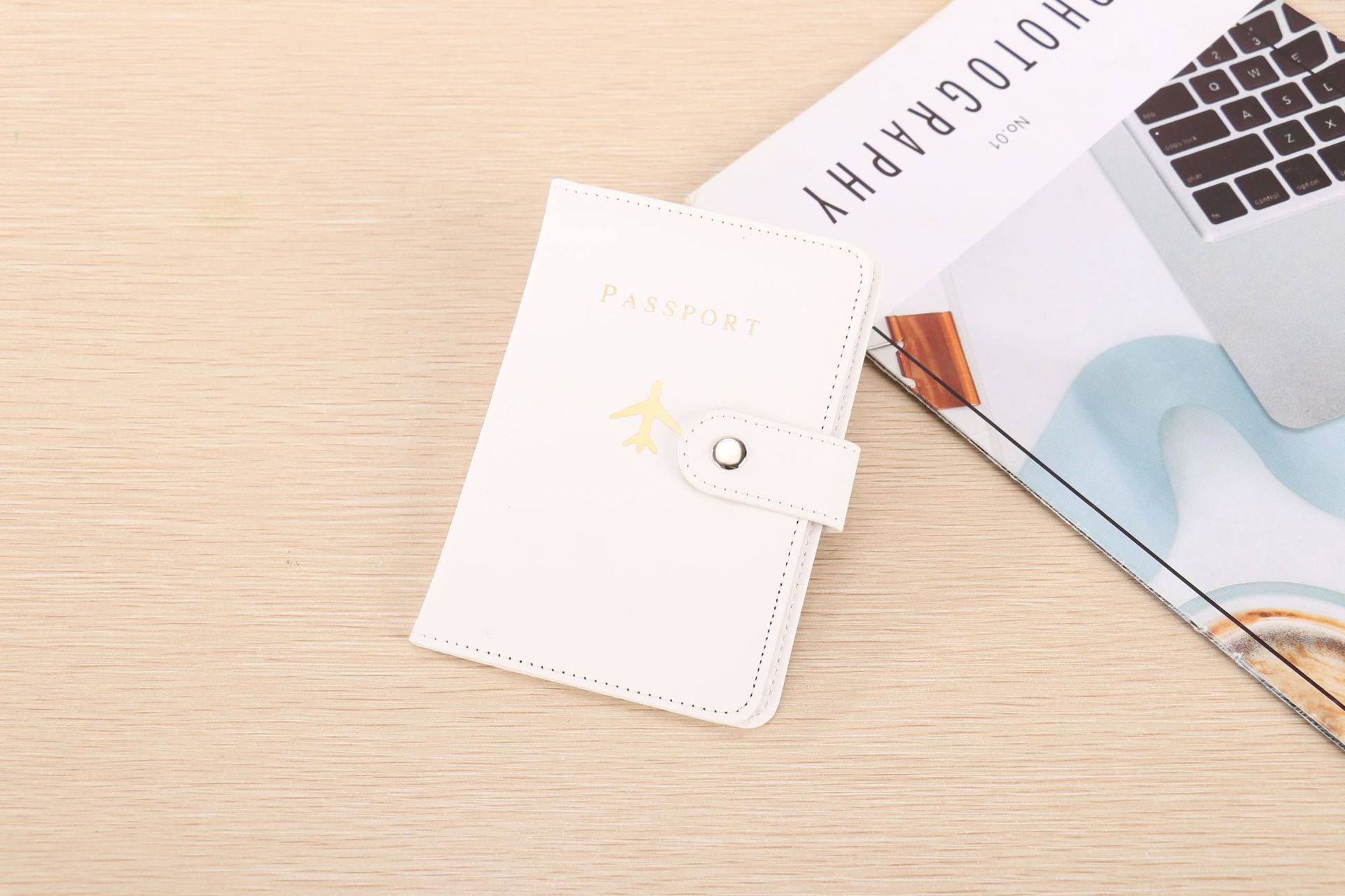 PU leather passport wallet, document storage, multi-card