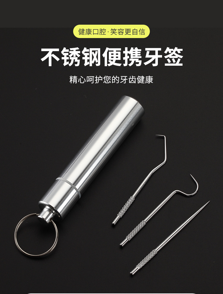 Stainless steel toothpick set for dental care