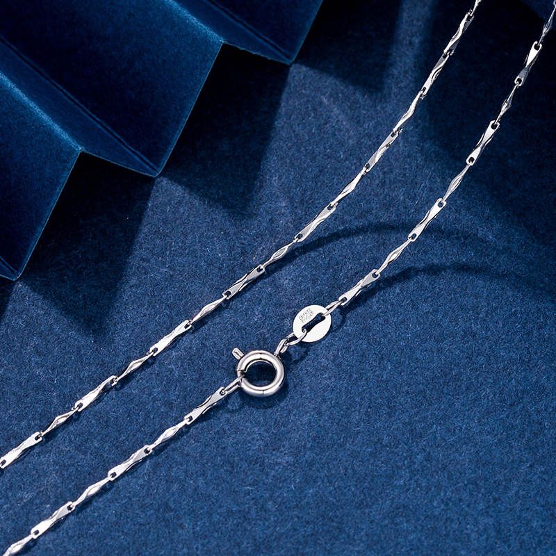 Silver plated neck chain, thin collarbone necklace