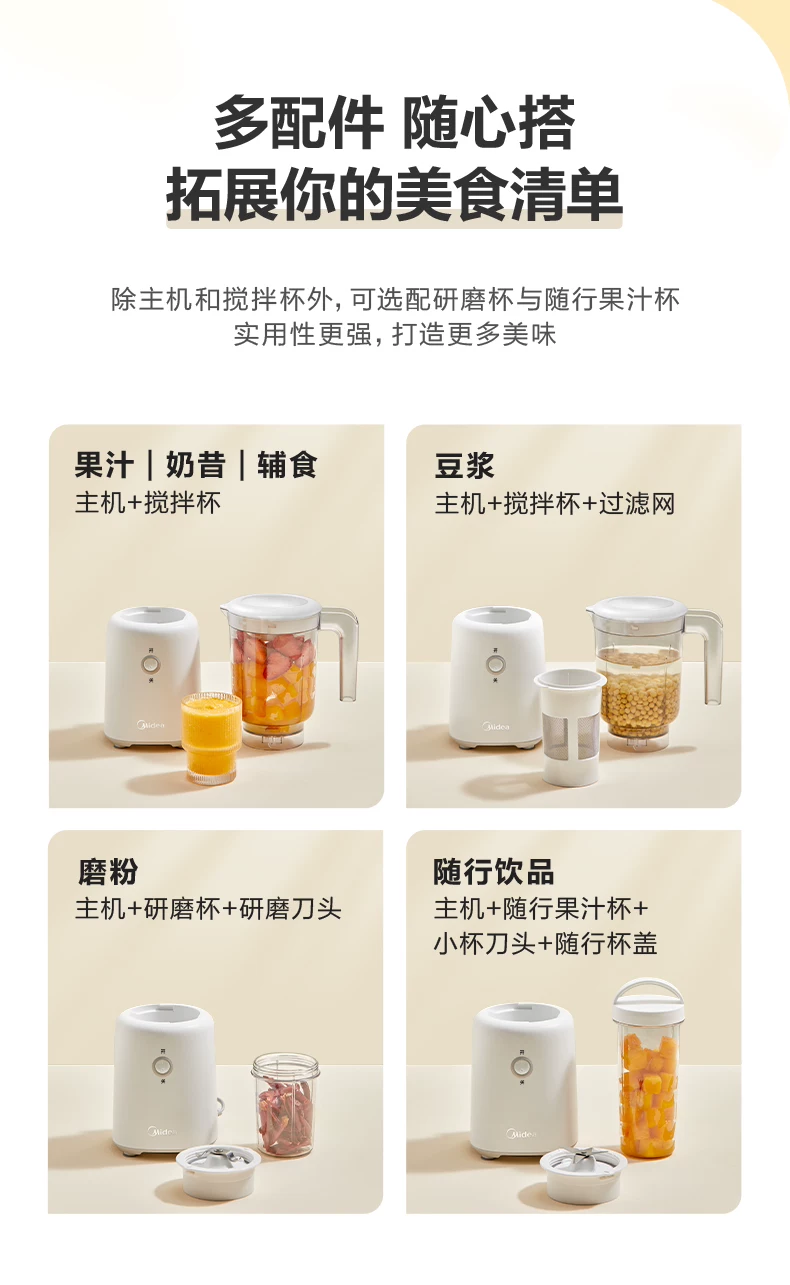 Midea portable electric juicer, small blender cup multifunctional