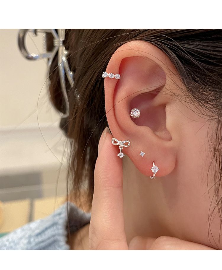 999er-Silber-Zirkonstein-Ohrstecker mit Schmetterlingsdesign