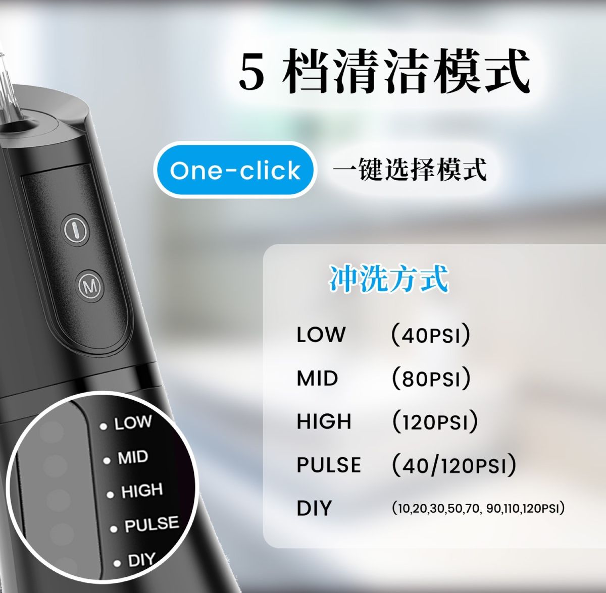 跨境新款便携式冲牙器 手持家用牙齿清洁水牙线 400ml电动洗牙器