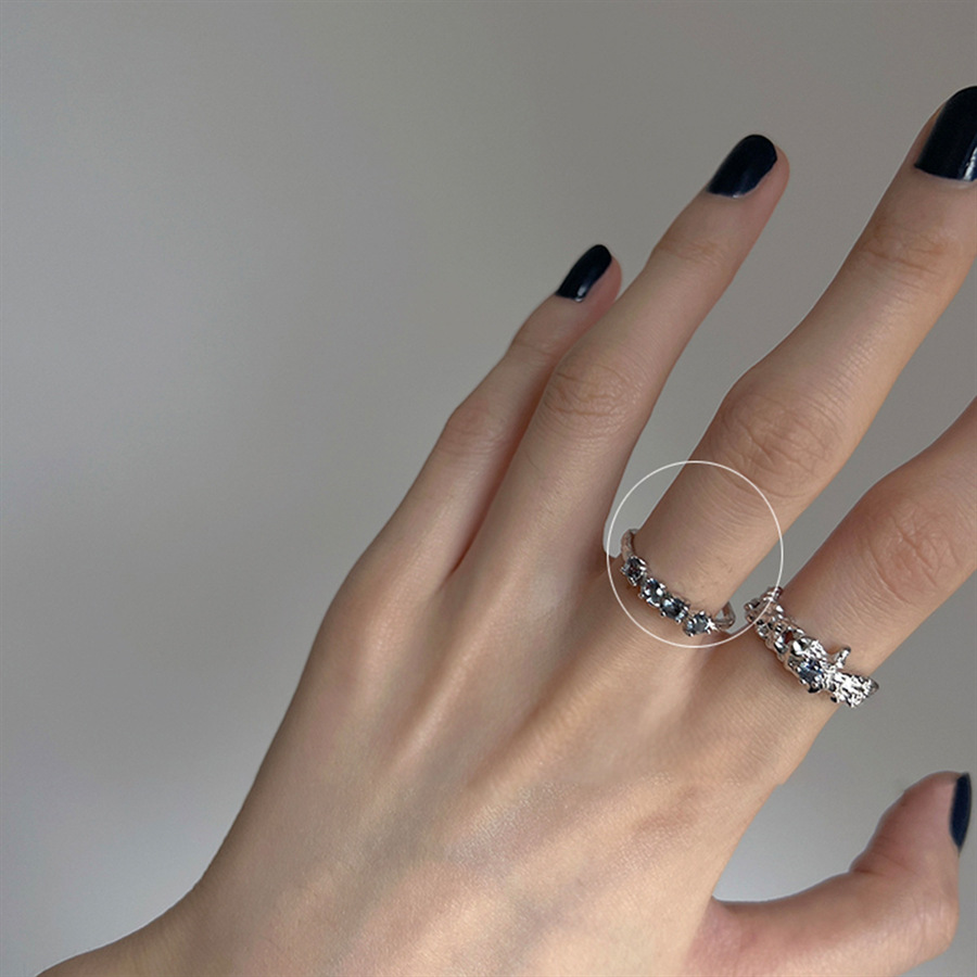 S925-Silber-Zirkon-Ring, japanischer Stil, offener Ring
