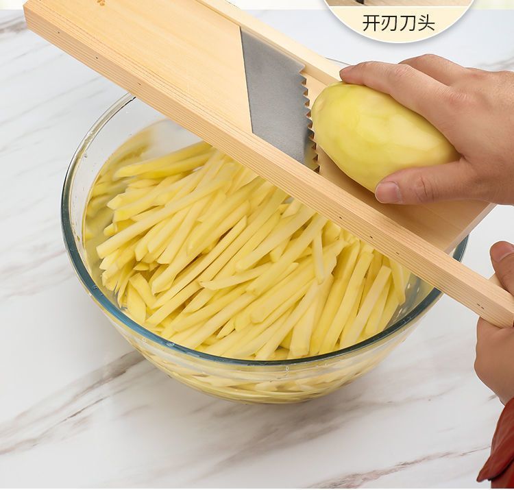 Patates Dilimleyici Ahşap Çerçeveli Sebze Doğrayıcı