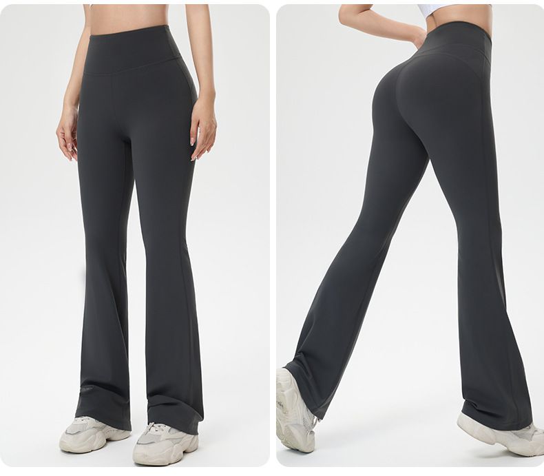 Verlängerte Yoga-Bootcut-Hose leicht ausgestellter Schnitt hohe Taille Pilates
