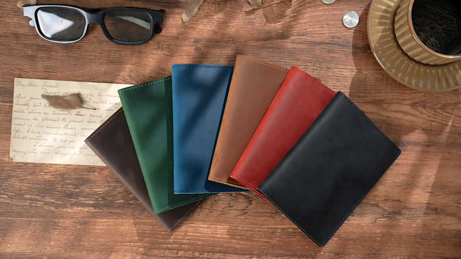 Verrücktes Pferd Leder Reisepass-Halter Vintage Vollnarbenleder