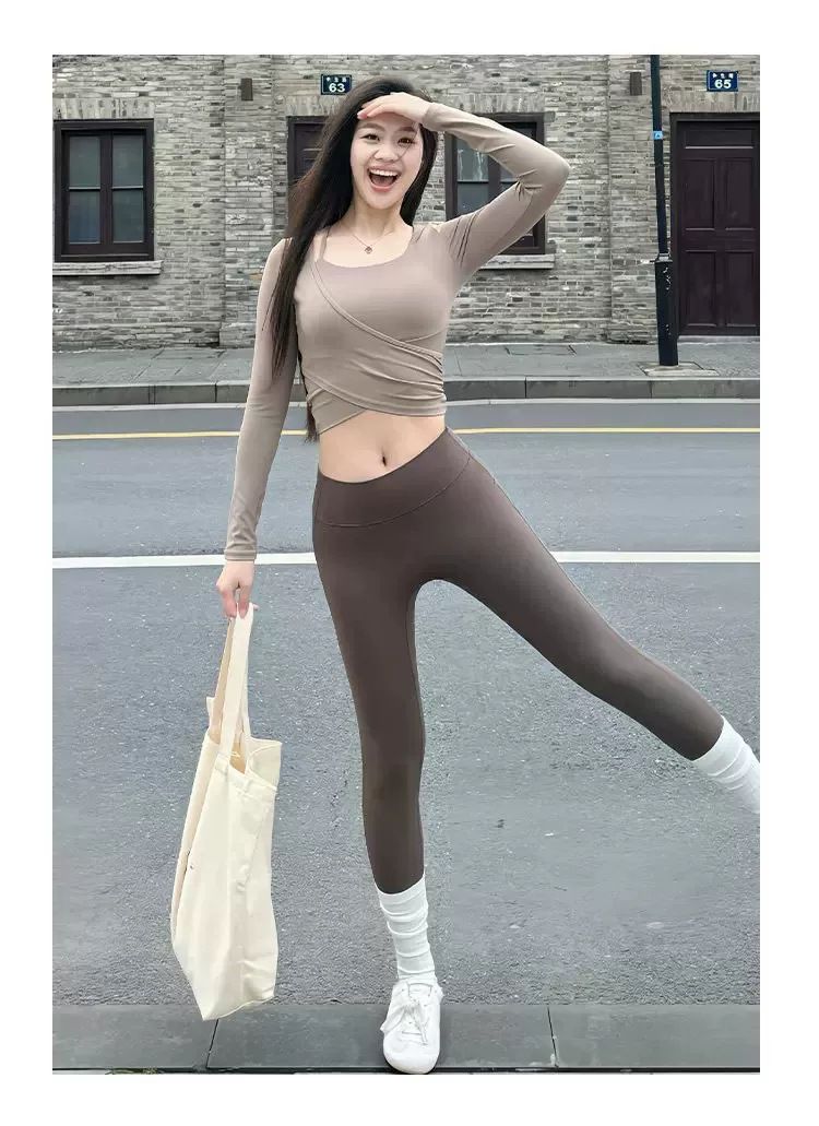 Damen-Yoga-Leggings, Shark-Modell, Taillenlifter, eng anliegend