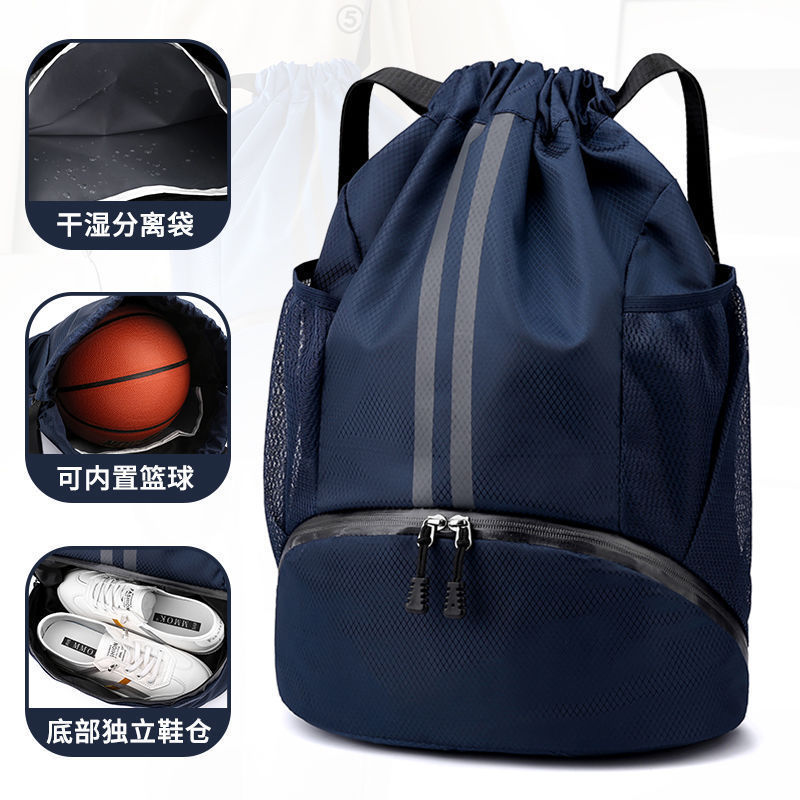 Wet-dry separation sports backpack, dual shoulder straps
