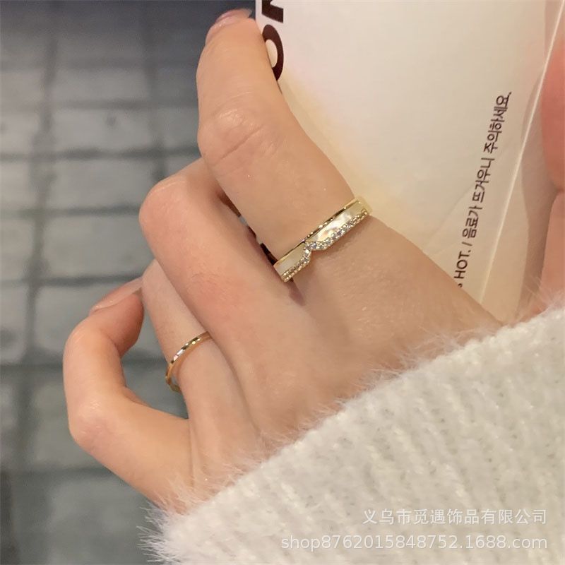 字母H戒指珐琅轻奢高级感开口2025新款爆款小众设计独特小指环女