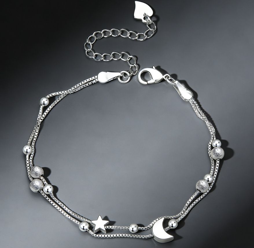 Silver-plated bracelet, women's, lucky bead design