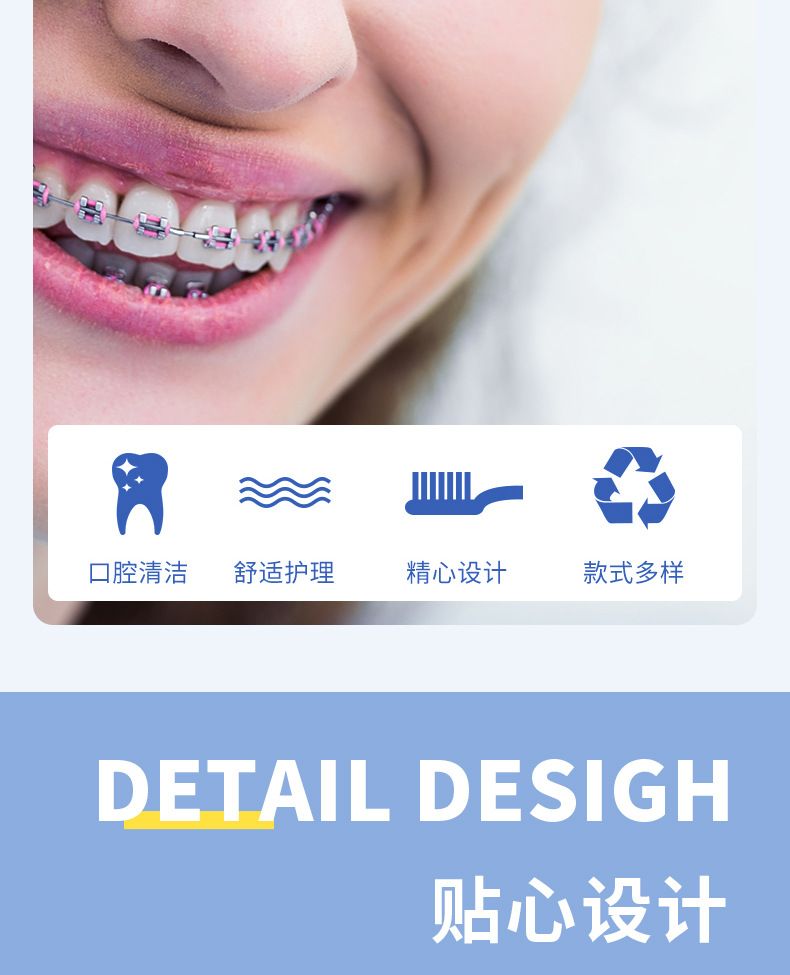 Orthodontic oral care kit with toothbrush, floss, tongue scraper