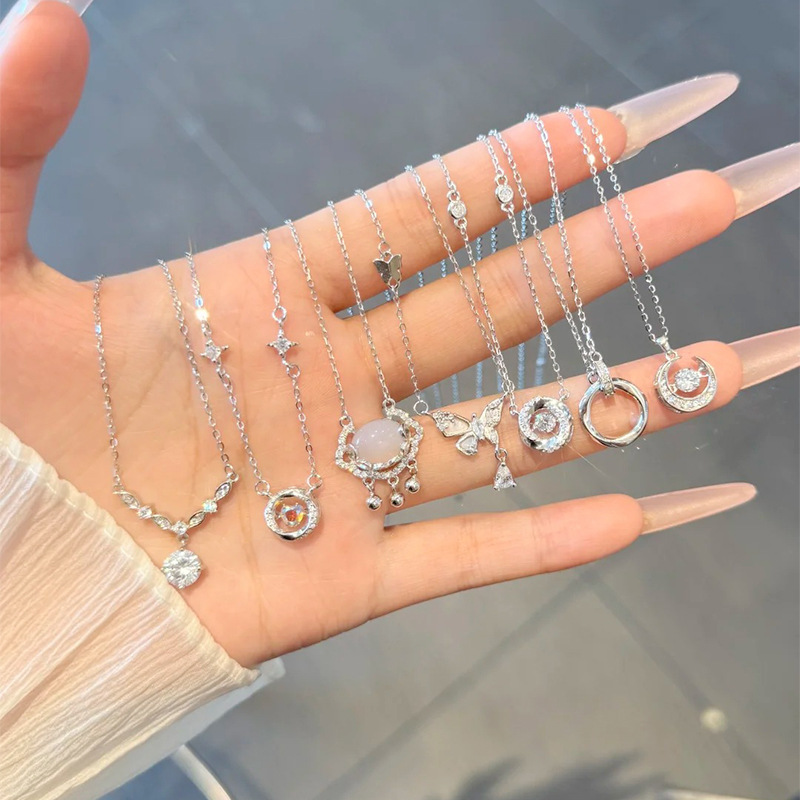 S999 Sterlingsilber Halskette Damen Zirkonia Schlüsselbein-Kette