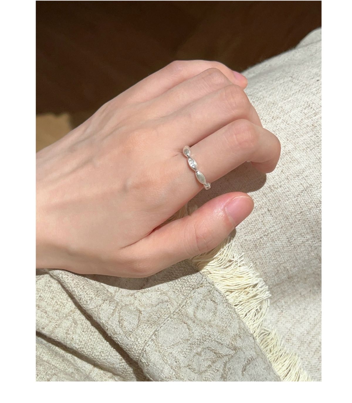 S925 Sterling Silver Lace Pattern Open Ring Women