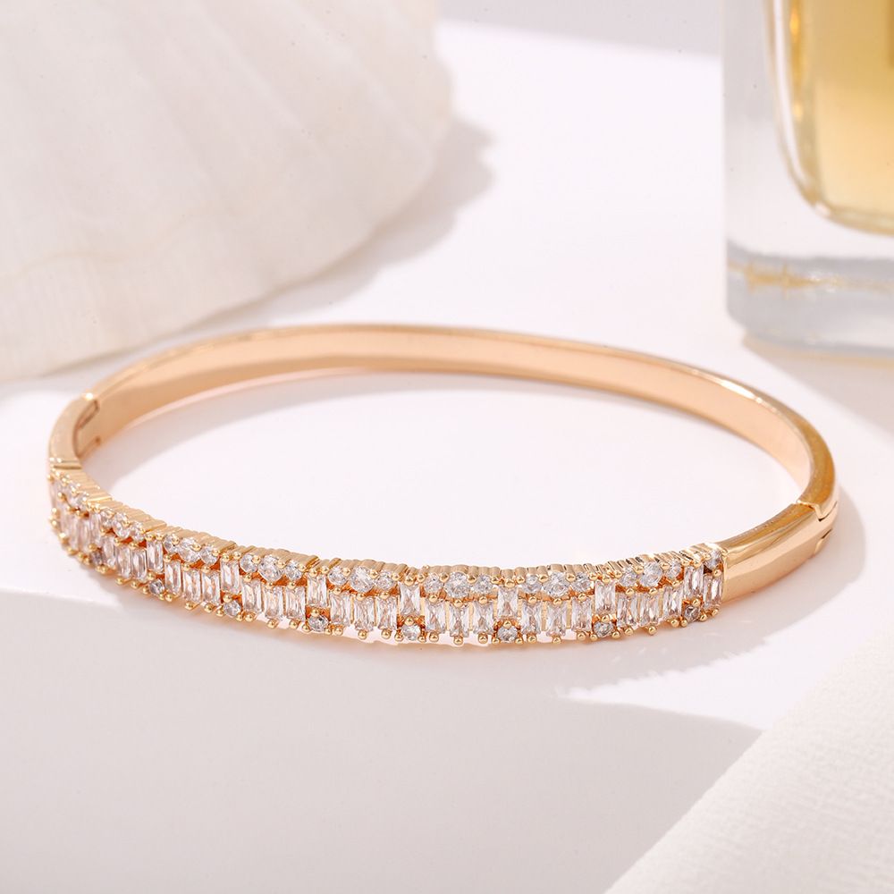 Copper bracelet with rhinestone, gold and silver options