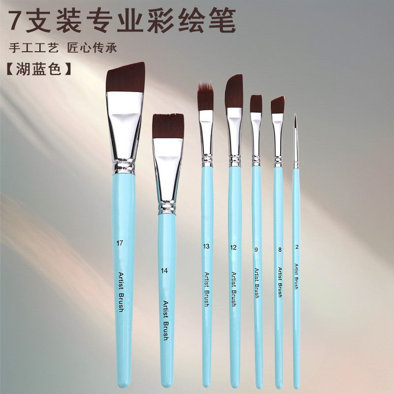 Face painting brush set, 17 pieces, flat and angled brushes