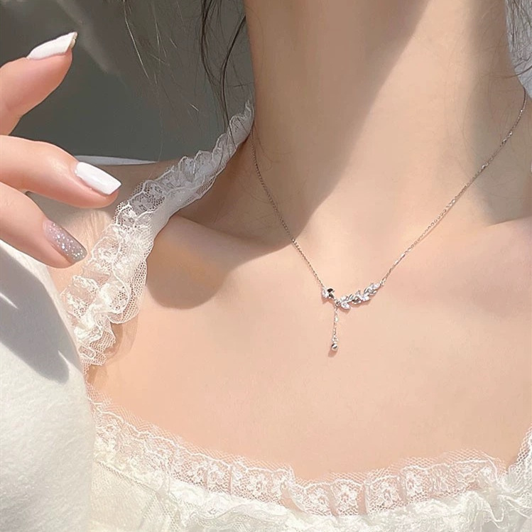 S999 Sterlingsilber Weizenquaste Halskette mit Verschlusskette