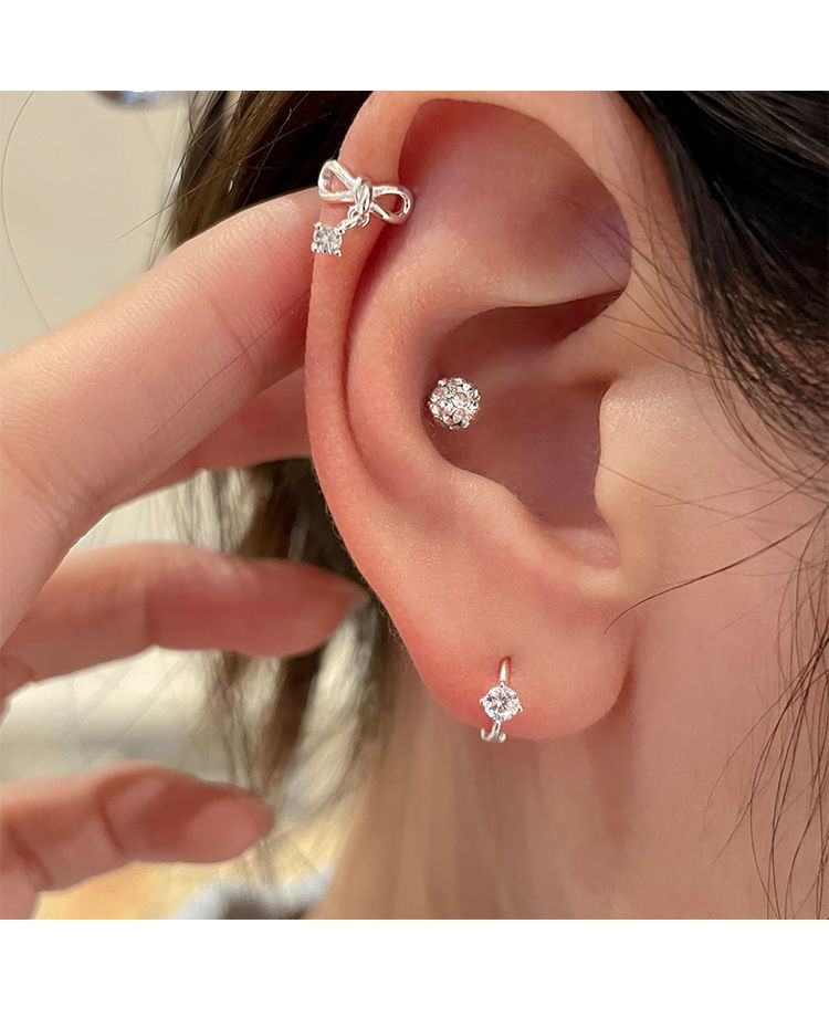 999er-Silber-Zirkonstein-Ohrstecker mit Schmetterlingsdesign