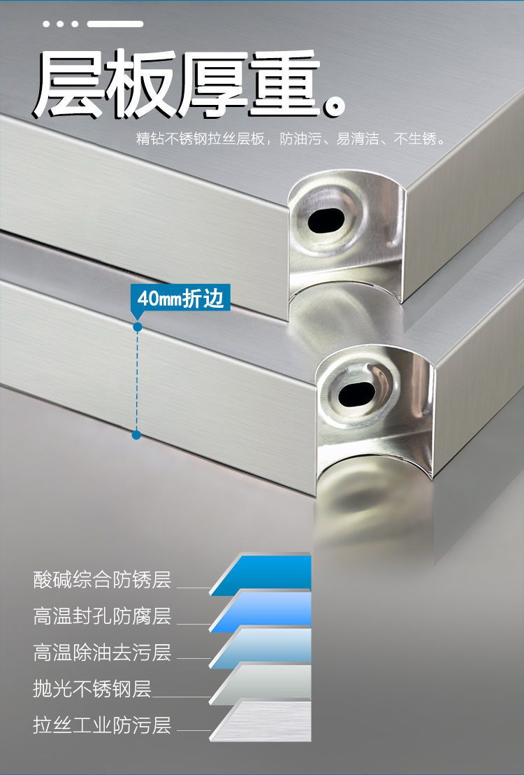 Stainless steel multi-layer kitchen shelf