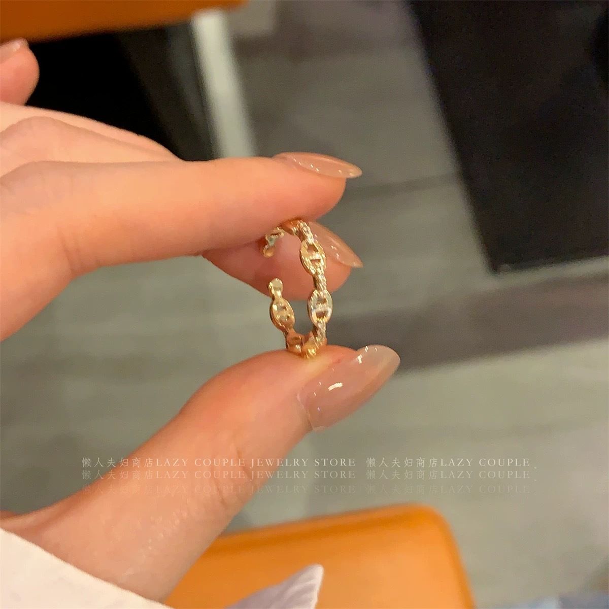 H-letter zircon stackable women's ring