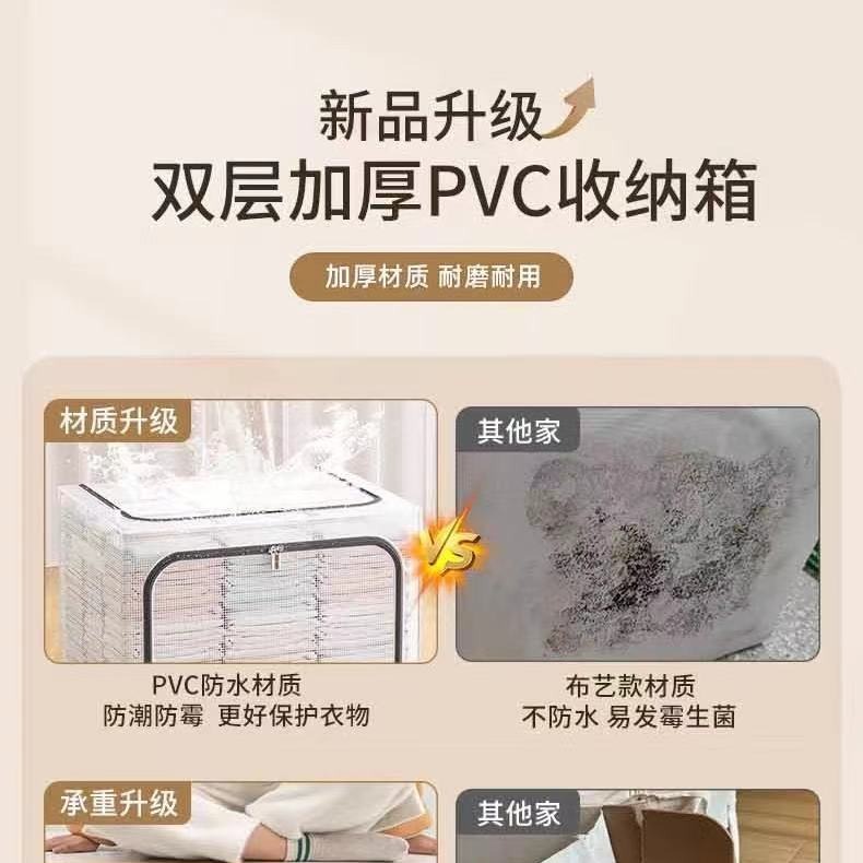透明收纳箱大号 衣服裤子折叠储物箱尼龙防水 网格衣物整理箱批发