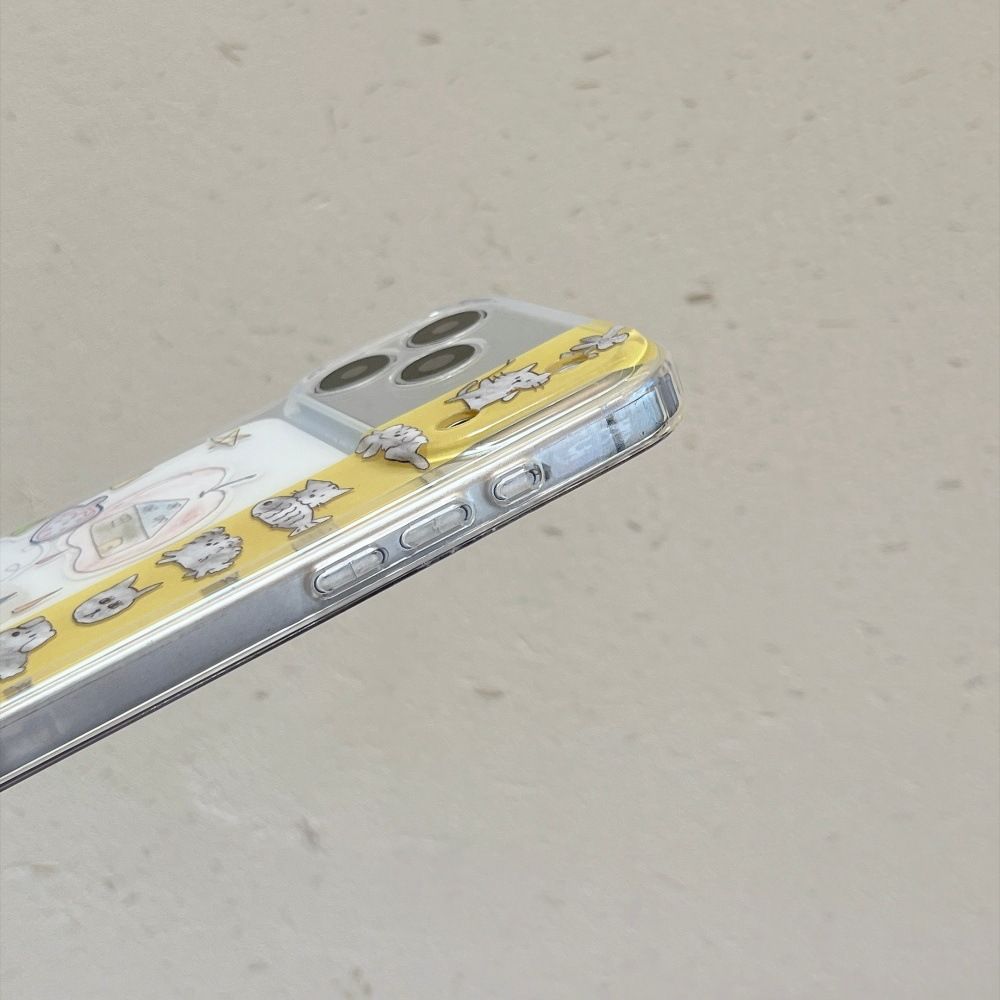 iPhone 17/16 Pro Max telefon kılıfı, kedi çizimi, tam koruma