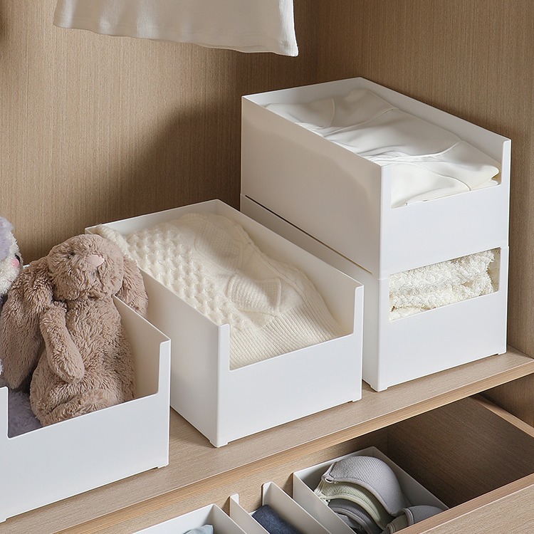 Vertical opening storage box, desktop, stackable