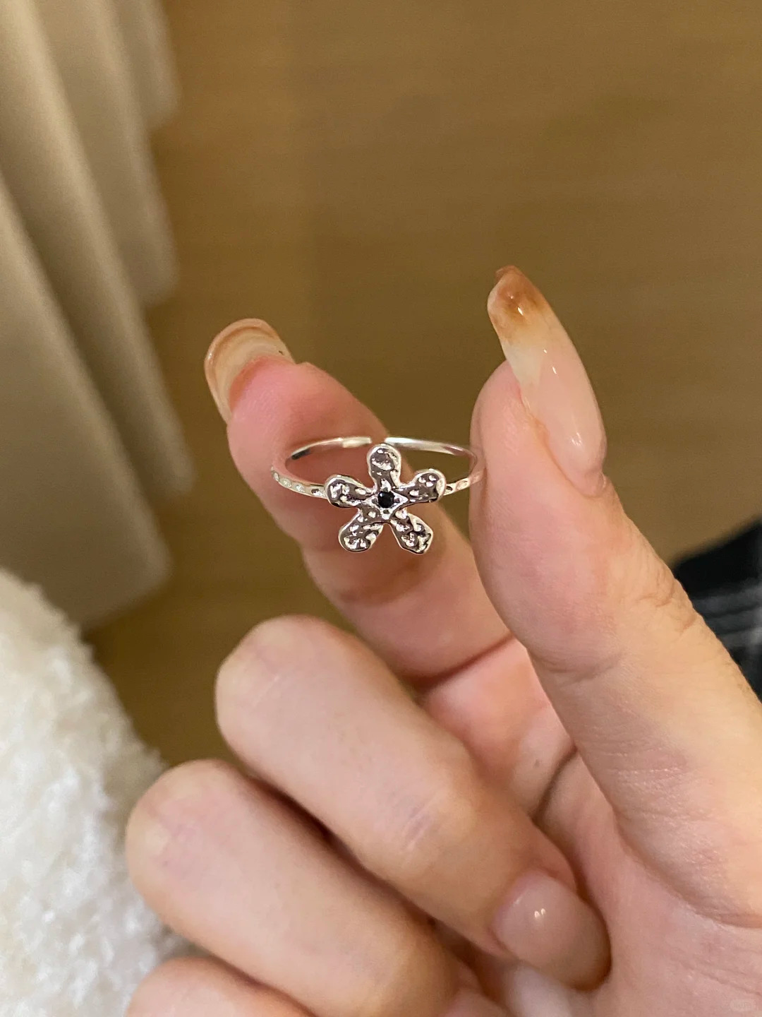 韩国925纯银素圈戒指女不撞款百搭尾戒ins设计高级感时髦开口戒指